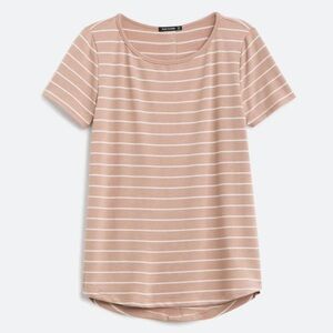 Pink Clover Daisee Button Back Short Sleeve Brown/Tan/Nude/Blush Knit Top Med